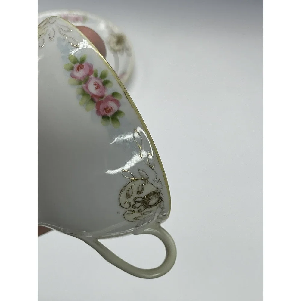 Antique Nippon Teacup & Saucer Plate Hand‎ Painted Floral A50